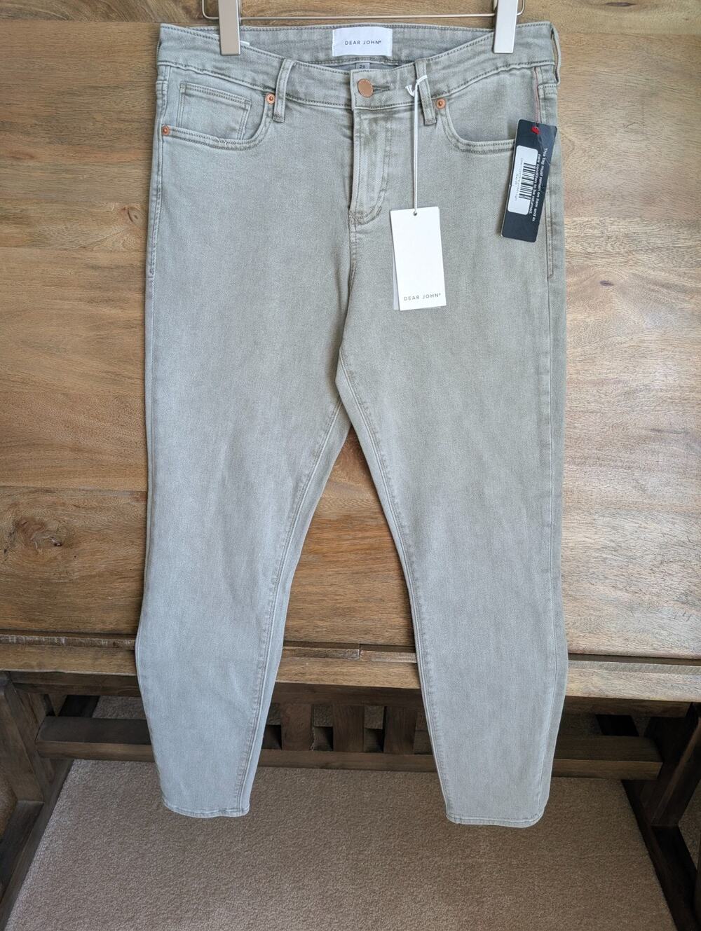 NWT Dear John Gisele Skinny Jeans Womens 29 Light Gray Denim Mid Rise Stretch